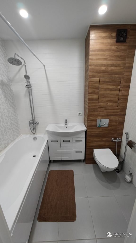 Дизайнерский ремонт квартиры-студии в Красном Бору, ремонт совмещенного санузла