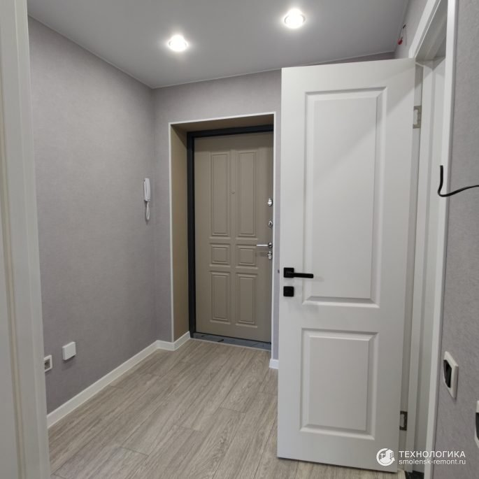 Отделка квартиры в новостройке в тёплых тонах по дизайн-проекту